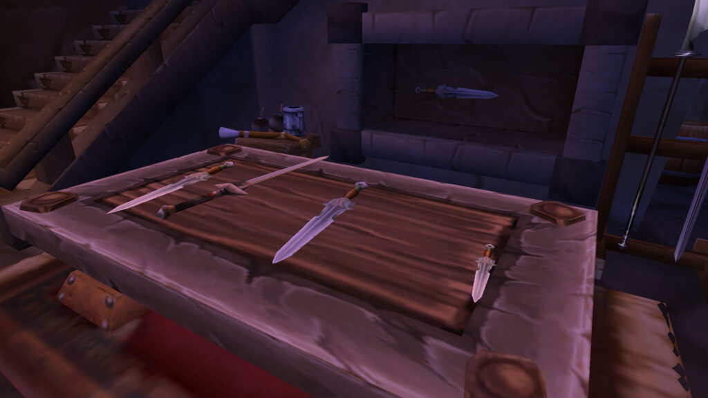 WoW table with weapons